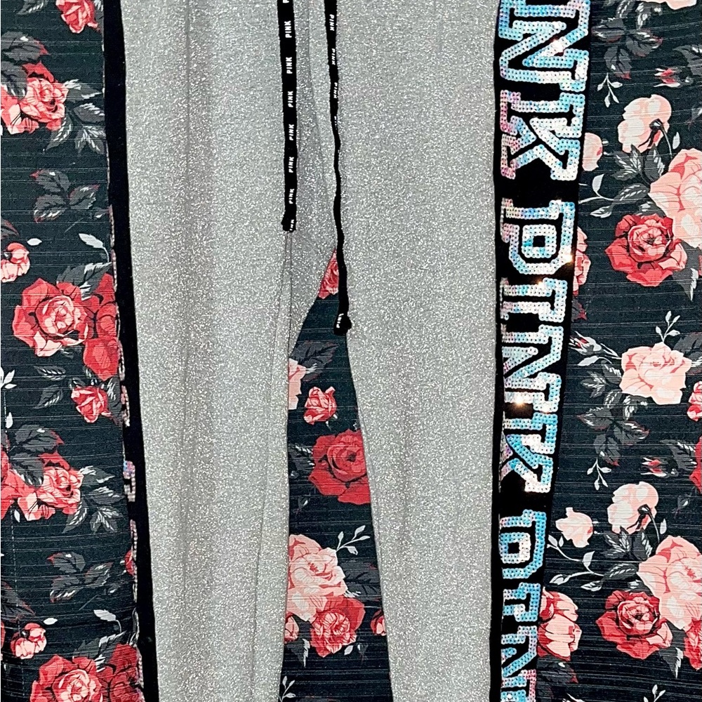 Pink Victoria's Secret Rare Silver Mermaid Bling Jogger Pants